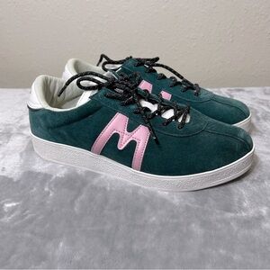 Karhu Trampas Sneakers Green Pink Size 7 Walking Athletic Shoes Gym Yoga NEW
